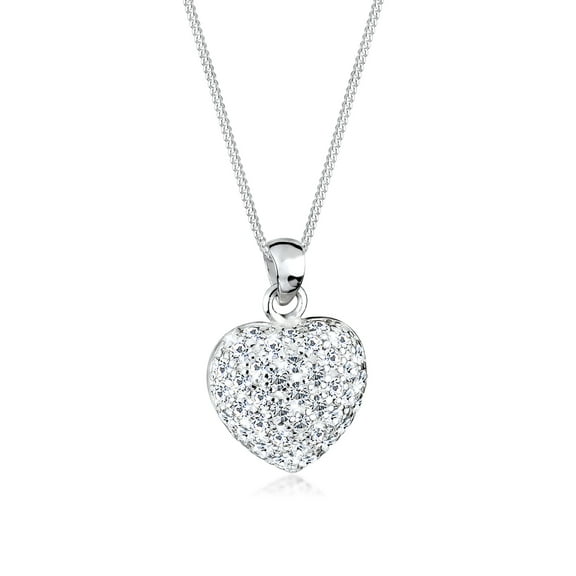 Elli by Julie & Grace Women 18" Crystal Heart Necklace 925 Sterling Silver