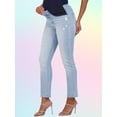 thumbnail image 2 of Savi Parker Women's Maternity Jeans Under The Belly – Comfy Stretch Straight Leg Distressed Maternity Jeans - 29" Inseam (XL,Savannah Wash), 2 of 7