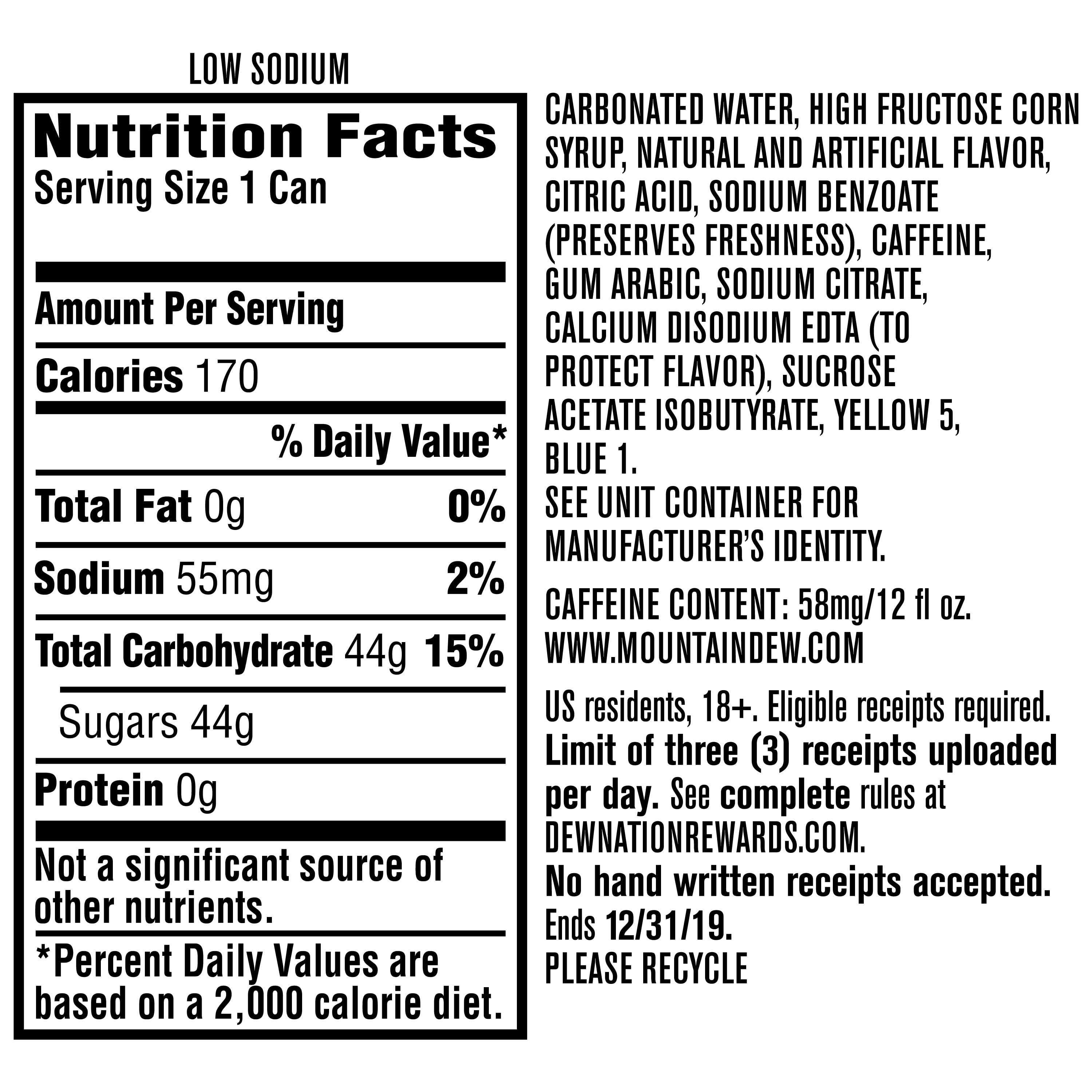 Mountain Dew Baja Blast Tropical Lime Soda Pop 12 fl oz 18 Pack Cans