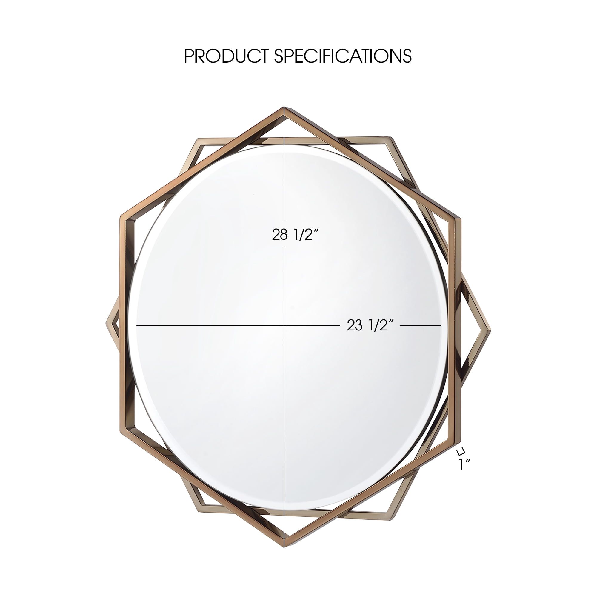 Furniture of America Aquila Contemporary 5mm Beveled Wall Mirror, Champagne