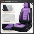 thumbnail image 5 of Coverado Front Car Seat Covers, Stylish Faux Leather 2 Seat Protectors, Automotive Interior Accessories Universal Fit for Most Cars, Black & Purple, 5 of 7