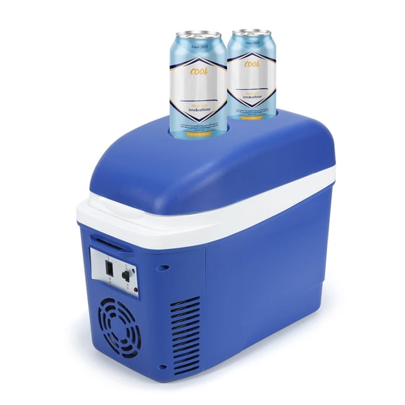 Iceblue 7L Portable Car Refrigerator with Belt, Dual Power Mini Fridge for Home Office Travel