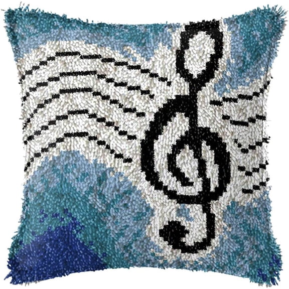 Latch Hook Kits for DIY Throw Pillow Cover,Cross Needlework Cushion Cover Hand Craft Crochet for Great Family 17x17inch