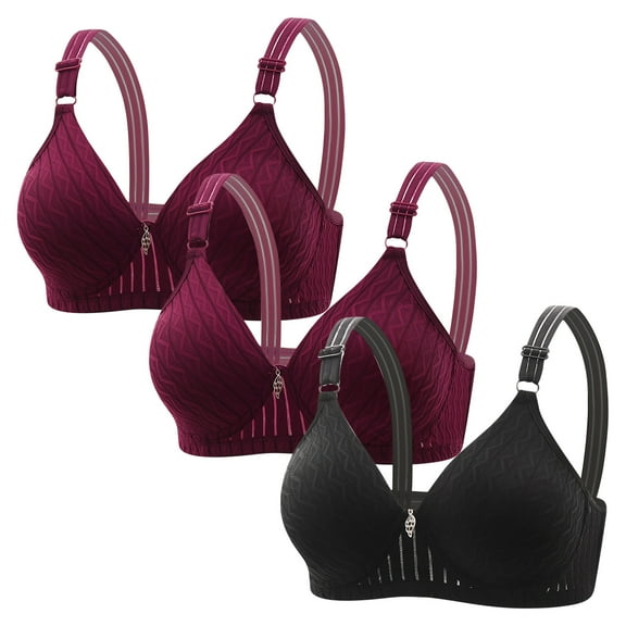 Annhoo Push up Bras for Women Comfortable No Underwire Gathered Underwear Ladies Solid Liftup Bralettes 3 Pack