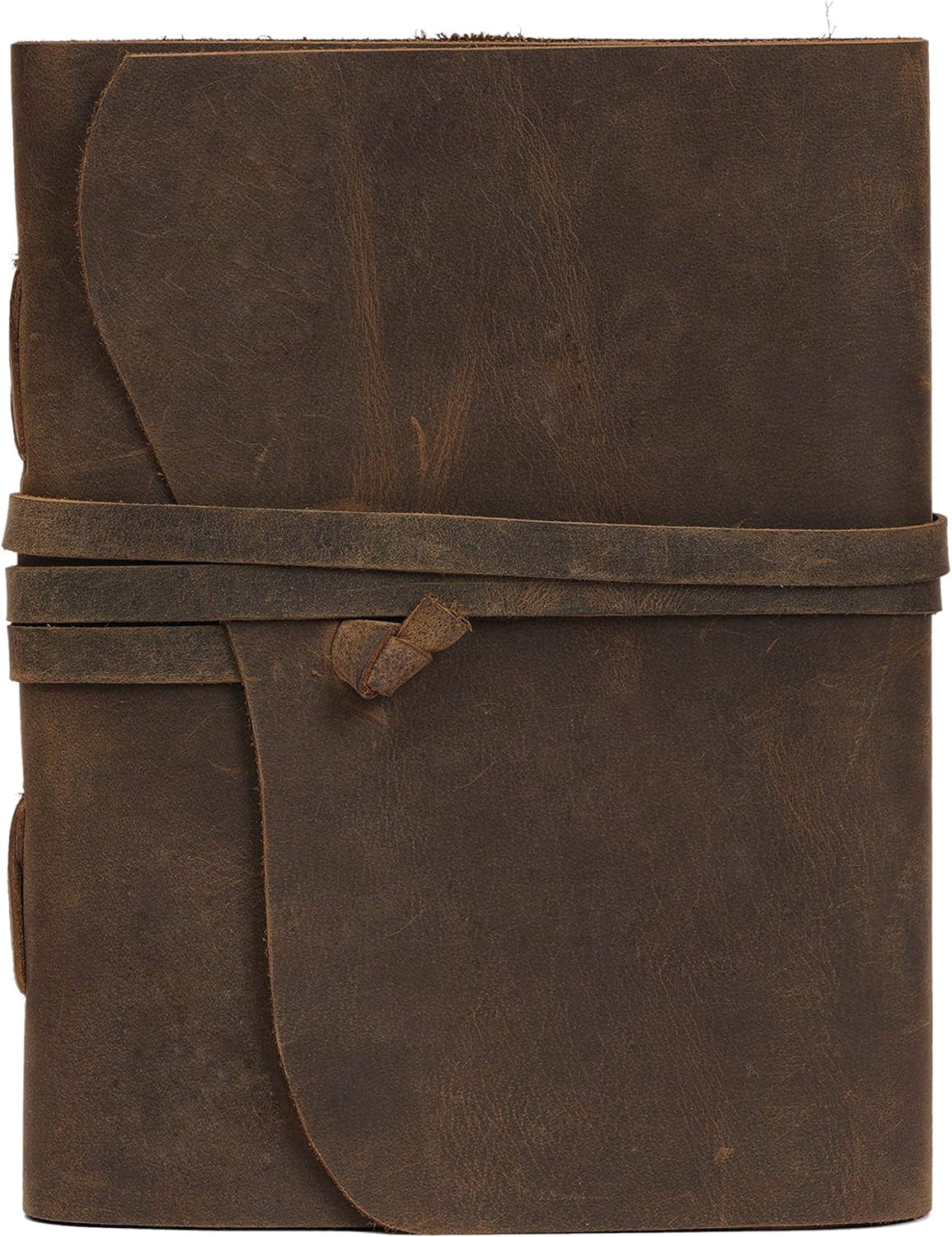 RusticVintage Leather Journal Travel Diary, Handmade Vintage Bound Notebook for Men & Women, Antique Finish, Genuine Leather Quality Lined Brown Paper for Notes, Art Sketchbook, 8X6 Inches, Brown
