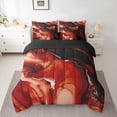 thumbnail image 3 of Manfei Marble Texture Road 7 Pieces Bedding Comforter Set,Modern Minimalist Artistic Full Bedding Set,Red Black Fitted Sheet Flat Sheet For Adults,Microfiber Room Decoration Reversible, 3 of 9