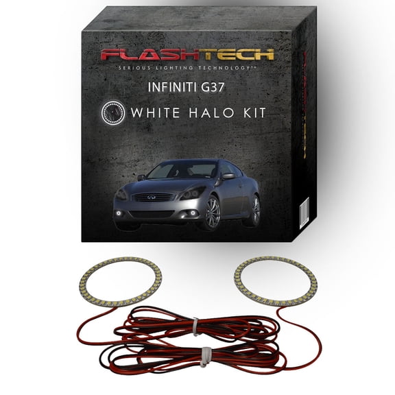 Flashtech White Angel Eye LED Fog Light Halo kit for 2008-2013 Infiniti G37 Fog Lights