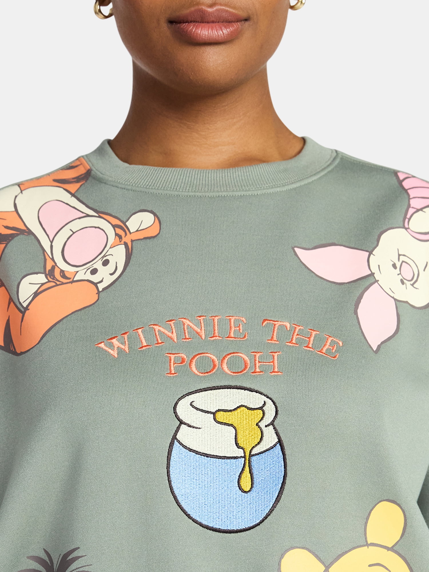 Disney Winnie the Pooh and Friends Women's Honey Pot Graphic Sweatshirt with Embroidery, Sizes XXS-4X