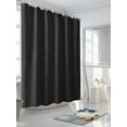 thumbnail image 3 of Fsddascl Solid Black Shower Curtain Set - 54" x 78" Washable Bathtub Curtain with 12 Hooks, Retro Minimalism Abstract Denim Texture Waterproof Fabric Stall Shower Curtains for Bathroom/Bathtub, 3 of 6
