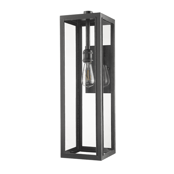 Vivio Lighting Modern 24-inch Outdoor Wall Sconce, Matte Black Rectangular Exterior Light with Clear Glass, Large Porch Lantern