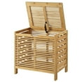 thumbnail image 4 of Linon Bracken Sturdy Solid Bamboo Slatted Hamper with Wide Top in Natural Brown, 4 of 5