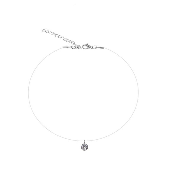 lanema Eye-catching Clavicle Chain Invisible Cubic Zirconia Pendant Necklace Jewelry Decor Clear Fishing Line Choker