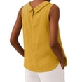 thumbnail image 4 of Women's Sleeveless Tank Tops Round Neck Cotton Linen Cute Summer Shirts 2026 Yellow S, 4 of 4
