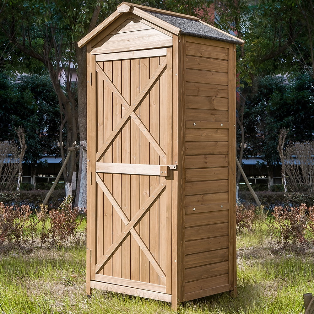 Details about   Outdoor Storage Shed Lockable Wooden Garden Tool Storage Cabinet W/ Shelves 