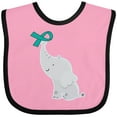 thumbnail image 3 of Inktastic Ovarian Cancer Pcos Teal Ribbon Awareness Boys or Girls Baby Bib, 3 of 4