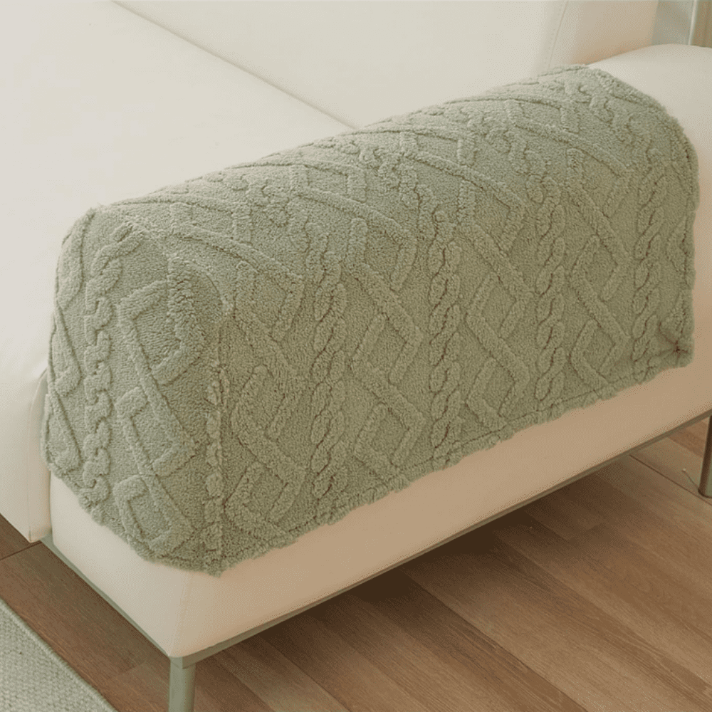 2pcs Couch Arm Covers Arm Chair Covers Stretch Sofa Armrest Protectors with Non-Slip Grip, Machine Washable Plush for Recliner Loveseat Sectional Green