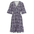 thumbnail image 6 of Drses Summer Dresses for Women 2024 Casual V Neck Floral Bohemian Wrap 3/4 Sleeve Midi Dress, 6 of 8