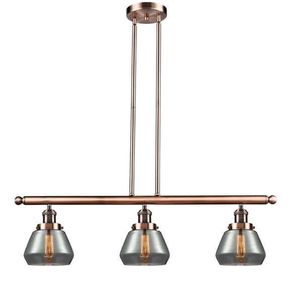 213-AC-G173-LED-Innovations Lighting-Fulton-10.5W 3 LED Island in Industrial Style-39.25 Inches Wide by 10 Inches High Antique Copper Finish with