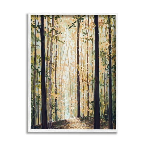 Stupell Industries Yellow Leaf Greenwood Hiking Trail Minimalistic Pointillism Painting,24 x 30, Design by Bruce Nawrocke