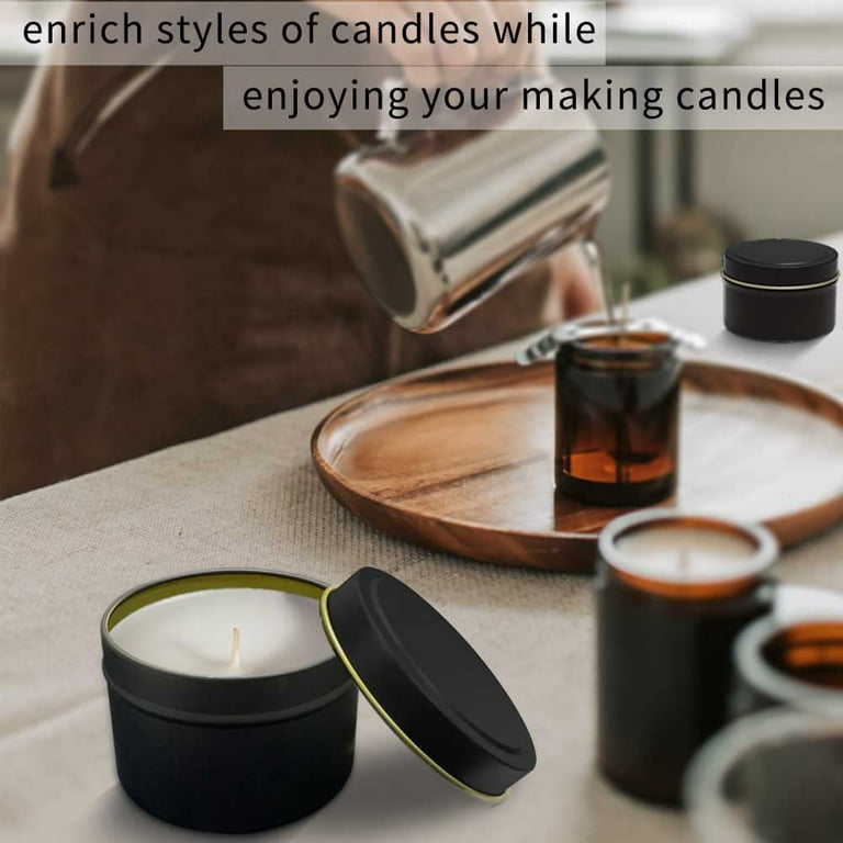 Bunhut Candle Tins,24 Pack 5oz Candle Tins for Making Candles,Bulk Candle  Jars with Lids,Candle Containers for DIY Candle Making,Black Candle  Tins,Empty Candle Jars for Making Candles (Black-5 oz) 