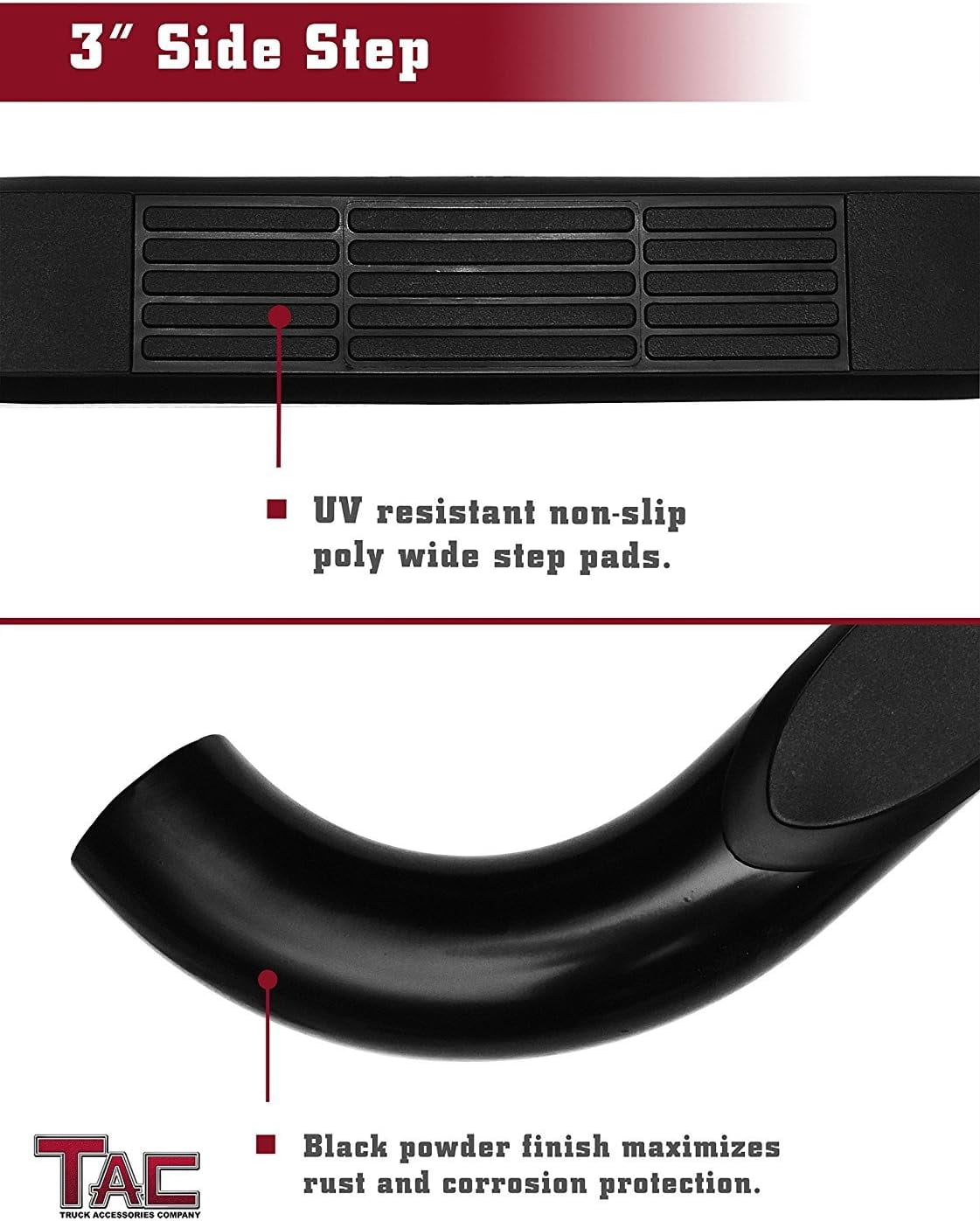 TAC Side Steps Fit 2002-2005 Ford Explorer (4 Door) 3 inches Black Side Bars Nerf Bars Step Rails Running Boards Off Road Exterior Accessories (2 Pieces Running Boards)