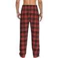 thumbnail image 3 of Goofa Red Black Plaid Printed Soft Pajama Pants for Men, Wide Leg Comfy Casual Lounge Yoga Pants-X-Large, 3 of 9