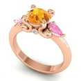 thumbnail image 2 of Diamond-Capitals 2.50 Carat Round Shape Citrine & Pink Sapphire Gemstone Luxurious Three Stone Engagement Ring for her Solid 18K Rose Gold Size 9.5, 2 of 8