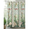 thumbnail image 3 of Butterfly Flowers Waterproof Fabric Shower Curtain, Vintage Stained Glass Green Spring Shower Curtain for Bathroom Curtains Bathtubs Hotel Washable Shower Curtains with 12 Hooks Small 36x72in, 3 of 6