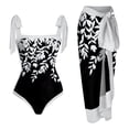 thumbnail image 1 of MKLEKYY Trajes De Baño Mujer Curvy Women 1 Piece Swimwear+1 Piece Cover Up Two Piece Vintage Print Swimsuit Monokini Bikini 2 Piece Swimsuits Two Piece Tankini Set 256, 1 of 4