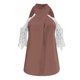 thumbnail image 4 of Mujeres Casual encaje manga corta ahueca hacia fuera Patchwork camiseta blusa Tops Pompotops hfajkhk133585, 4 of 4