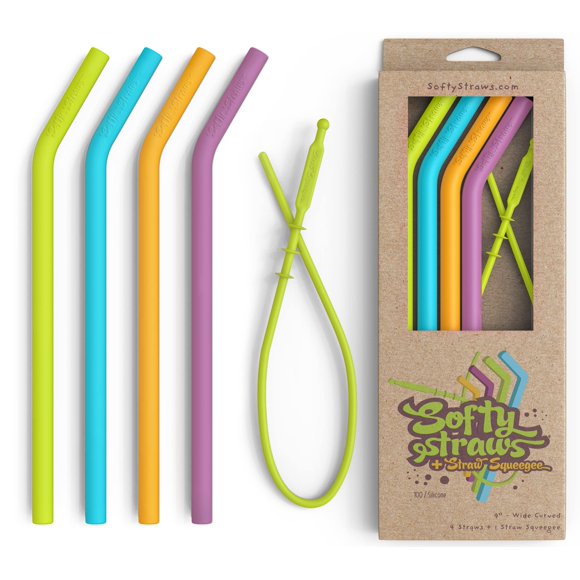 Pajitas de silicona reutilizables para beber, blandas, anchas