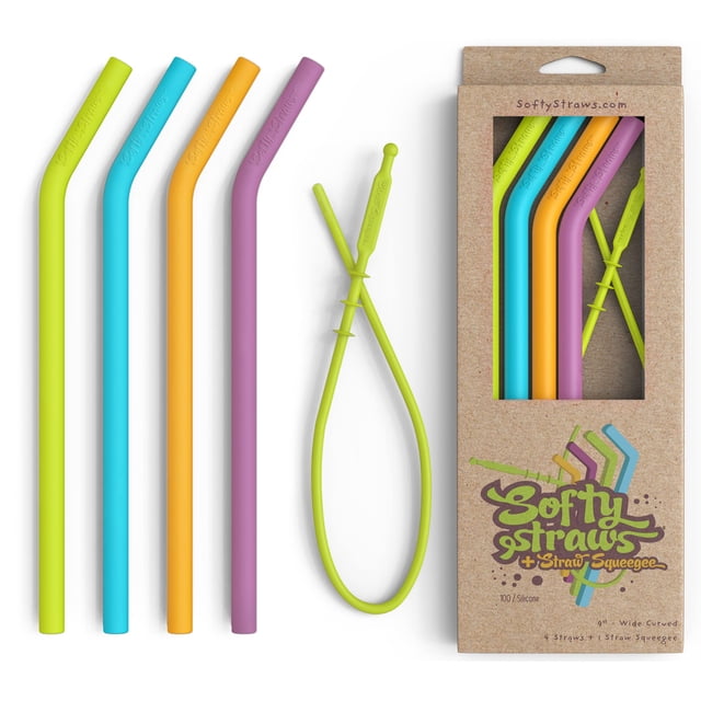 Pajitas de silicona reutilizables para beber, blandas, anchas