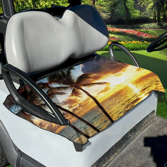 Yuyamidu Coconut Tree Golf Cart Seat Covers Seaside Golf Cart Seat Towel Blanket, Universal Fit 2-Seat Golf Cart, Sunset Golf Cart Accessories Decor