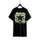 thumbnail image 1 of Men's Black/Neon Green Reversible Graphic Tee - Cyberpunk T-Shirt with Front & Back Prints, Loose Fit Round Neck Streetwear for Concerts & Festivals - all-Season Comfort Shirt, Cool T Shirts,, 1 of 6