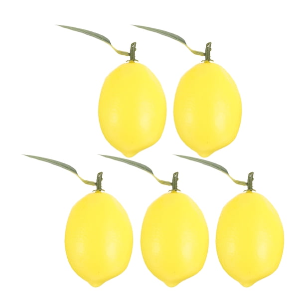 KAKOWELY 5 piezas de limones artificiales de frutas falsas, decoración realista de frutas, modelo de comida, decoración de limones vívidos.