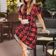 thumbnail image 3 of Rateoe Christmas With Snowflakes Pattern Women’s Short Sleeve Dress – Casual Elegant Summer A-Line Dress for Everyday Wear, 3 of 6