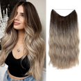 thumbnail image 1 of Hair Extensions Invisible Wire Wavy Curly Long Synthetic Hairpieces For Women Adjustable Headband, 1 of 5