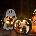 thumbnail image 5 of XIEULQP Halloween Lighted Wooden Table Decoration, Ghost Pumpkin Tabletop Centerpieces LED Boo Spooky Sign for Trick or Treat Halloween Party Dinner Coffee Table Topper Tier Tray Room Decor, 5 of 5