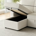 thumbnail image 2 of 85'' Corduroy Sofa Bed with Storage Chaise, Multi-Functional Sofa with Two Cup-holder and USB Charge Port, 3 Seater Sleeper Sofa for Living Room, Guest Room, Beige, 2 of 7