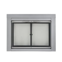 Pleasant Hearth Alpine Collection Fireplace Glass Door, Skyline Nickel - Small