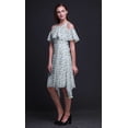 thumbnail image 3 of Bimba Robe Midi à Manches Flottantes Épaules Dénudées Imprimé Floral Bleu pour Femmes - TTTG, 3 of 6