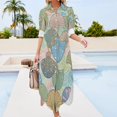 thumbnail image 3 of Seashell Pattern Fabric Shirt Dress Long Sleeve Street Fashion V Neck Oversized Casual Dress Women Evening Dress, 3 of 7