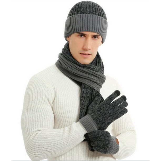 Winter hat Scarf Men's touch screen gloves Warm men's scarf and