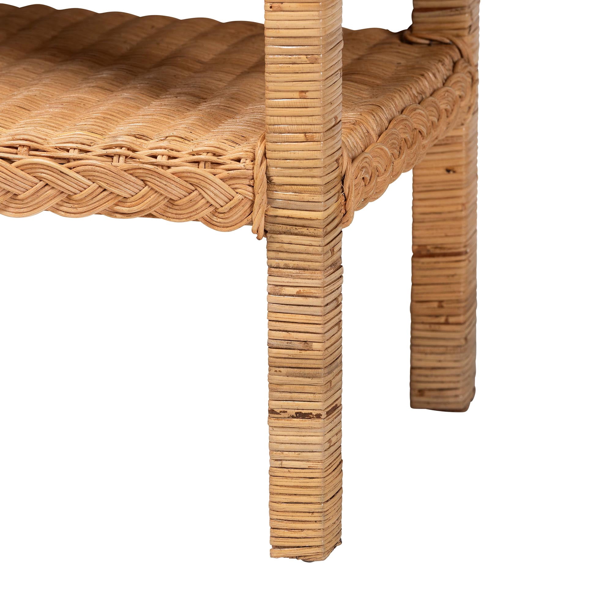 bali & pari Indoor Minahasa 2-Tier Solid Wood End Table, Light Honey