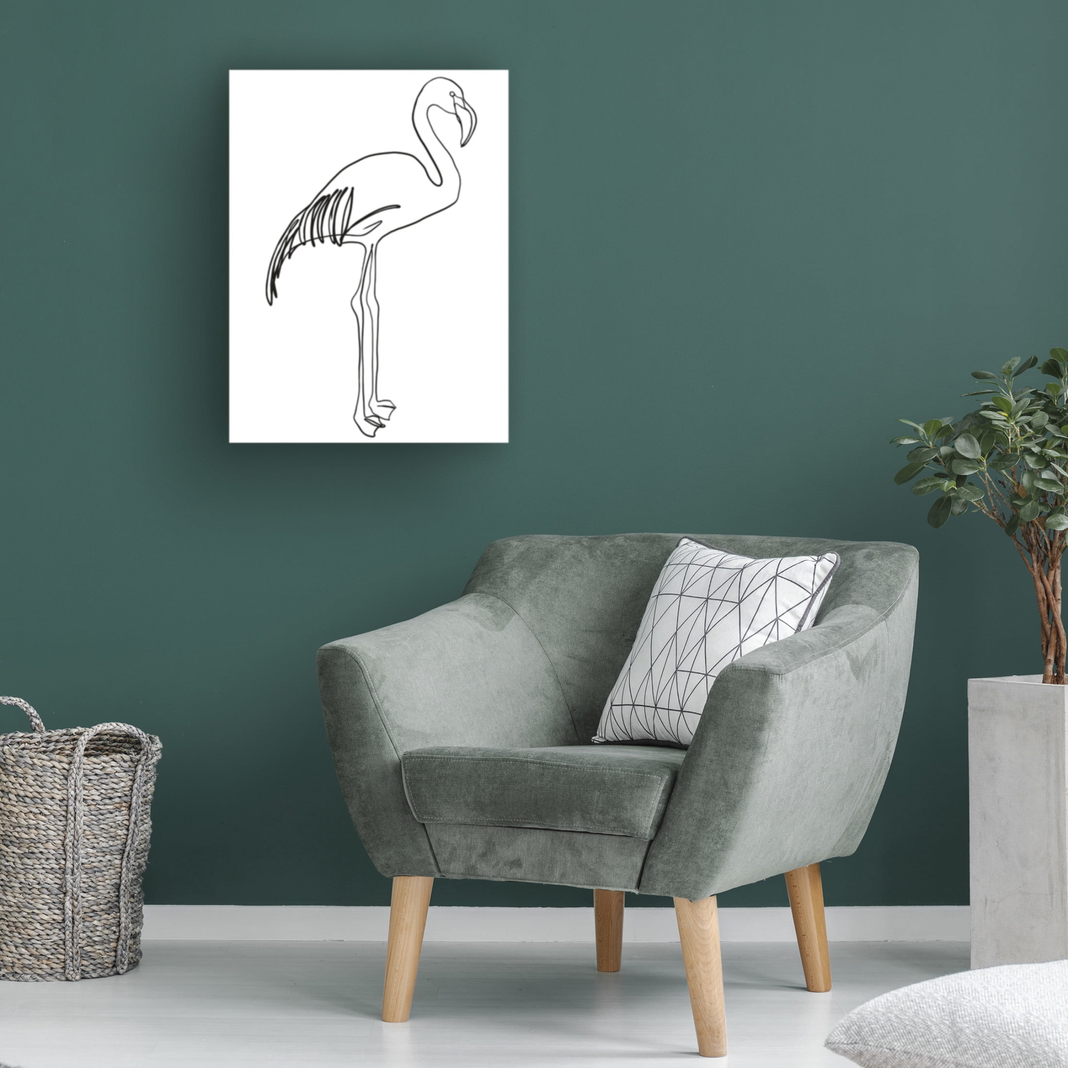 Canvas Wall Art - Cora Niele 'Flamingo Line Drawing' Wall Art for Living Room, Bedroom, or Office Décor by Trademark Fine Art - 14 x 19 Inches