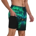 thumbnail image 3 of Picia Northern Lights pattern Mens Swim Trunks with Compression Liner Stretch Beach Shorts Quick Dry with Zipper Pockets No-Chafing Board Shorts-XX-Large, 3 of 9