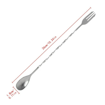 

Stainless Steel Cocktail Mixing Spoon Tasting Appetizer Fork Bar Shaker Scoop