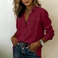 thumbnail image 5 of Cotton Linen Women's Oversized Button Down Shirt Long Sleeve Turn Down Collar Chest Pocket Blouse Ideal Top for Spring Summer Casual Wear, 5 of 8