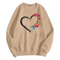 thumbnail image 4 of GPOECD Mode Femme Décontractée Couleur Unie Manches Longues Imprimé Lettre Col Rond Chandail en Molleton Sans Capuche Coupe Ample Confortable chandail-Over Kaki,G, 4 of 5