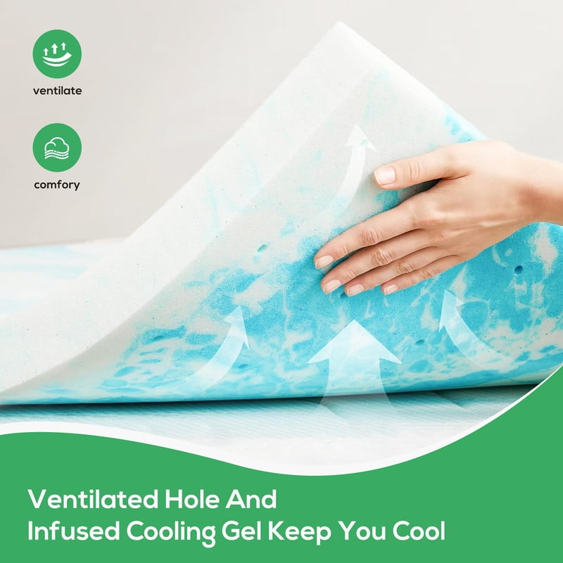 TINKLE WELL Memory Foam Mattress, 3" Thick Gel-Infused Cooling, Twin Size, CertiPUR-US Certified for Cooler, Pressure-Relieving Sleep, Blue